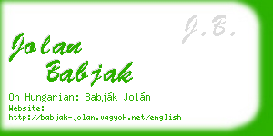 jolan babjak business card
